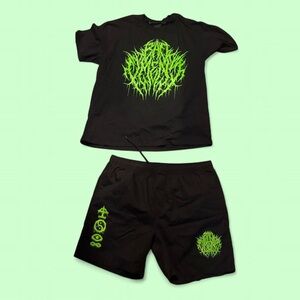 BAD OMENS Deathcore Neon Green Shirt & Shorts BUNDLE -Exclusive Summer Drop 2023